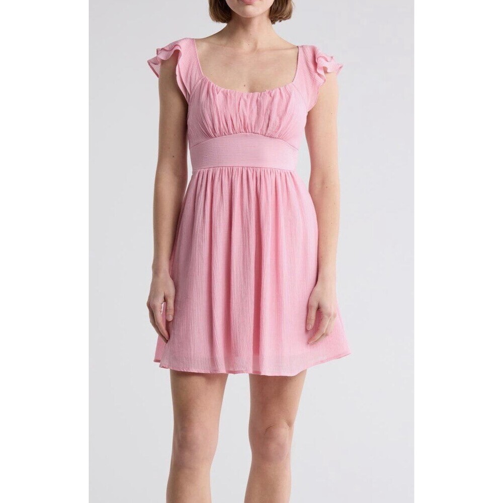 Blu Pepper Flutter Sleeve Empire Waist Mini Dress